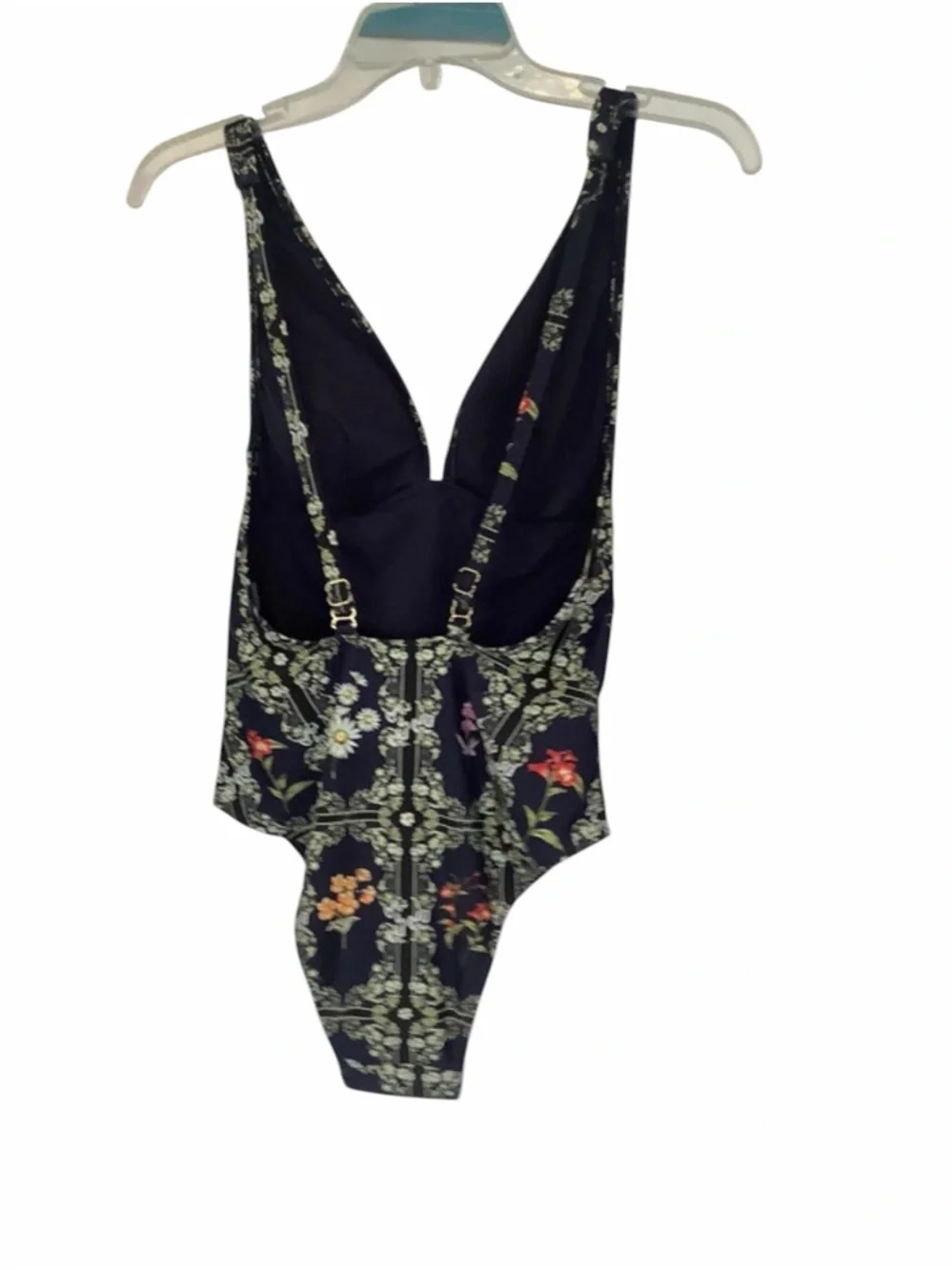 Agua Bendita Navy and Yellow Floral One-Piece - Picture 6 of 7